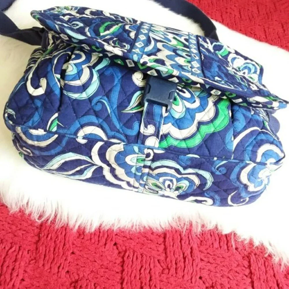 Vera Bradley Messenger Flap Close Shoulder Strap Bag Blue